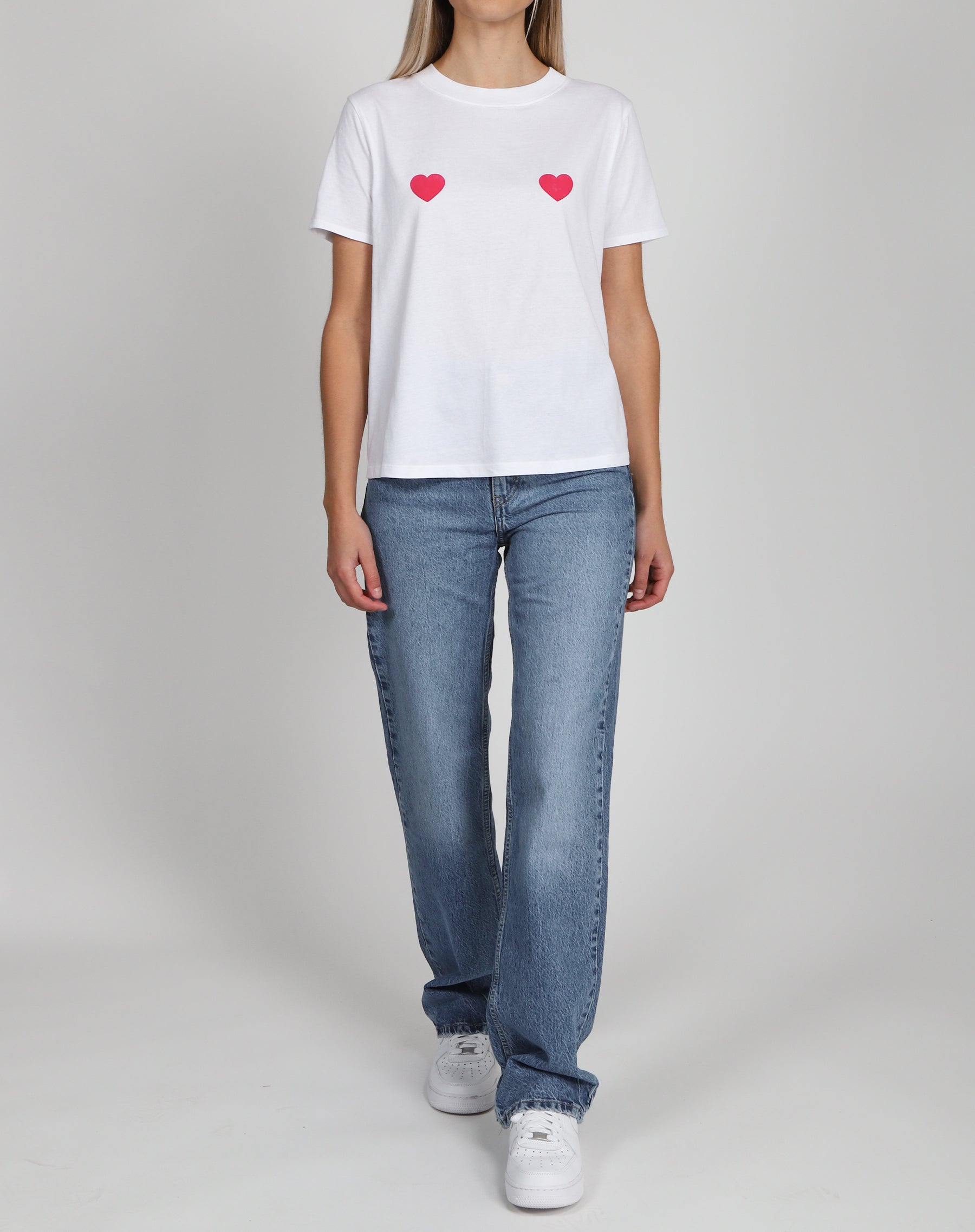 Shop Comme des Garçons PLAY Double Heart T-Shirt